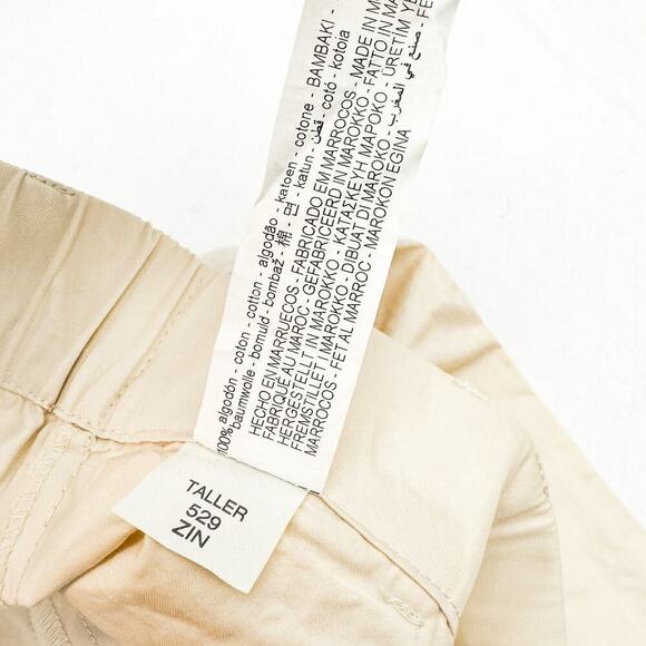 Zara Cream Wide Leg Zippered Cotton Pants SZ M NWOT - Picture 5 of 6